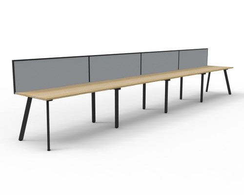 Rapidline Eternity Single Sided 4 Person Workstation 1800 x 750mm with Screen Natural Oak / Black Satin