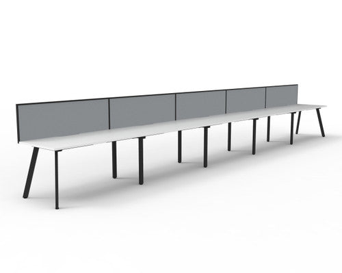 Rapidline Eternity Single Sided 5 Person Workstation 1800 x 750mm with Screen Natural White / Black Satin