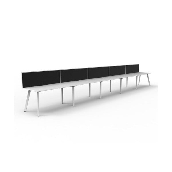 Rapidline Eternity Single Sided 5 Person Workstation 1800 x 750mm with Screen Natural White / White Satin