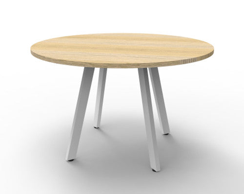 Rapidline Eternity Round Meeting Table 900mm Diameter Natural Oak / White
