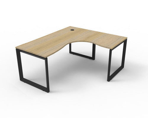 Rapidline Deluxe Rapid Infinity Corner Workstation Loop Leg 1500 x 1500 x 750mm Natural Oak / Black Satin