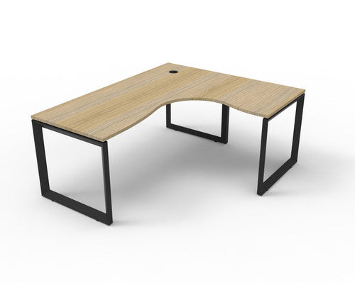 Rapidline Deluxe Rapid Infinity Corner Workstation Loop Leg 1800 x 1500 x 750mm Natural Oak / Black Satin