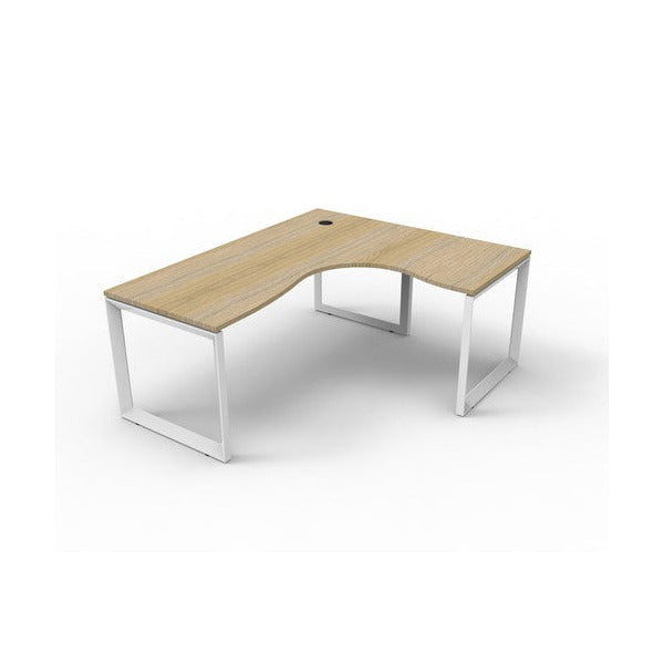 Rapidline Deluxe Rapid Infinity Corner Workstation Loop Leg 1800 x 1500 x 750mm Natural Oak / White Satin