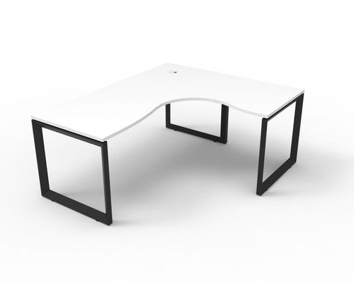 Rapidline Deluxe Rapid Infinity Corner Workstation Loop Leg 1800 x 1500 x 750mm Natural White / Black Satin