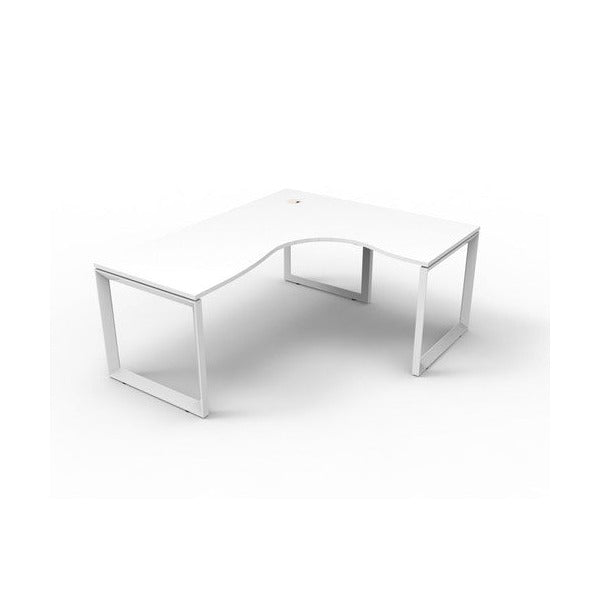 Rapidline Deluxe Rapid Infinity Corner Workstation Loop Leg 1800 x 1500 x 750mm Natural White / White Satin