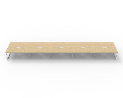 Rapidline Deluxe Infinity Back to Back 10 Person Workstation Loop Leg 1500 x 750mm Natural Oak / White Satin