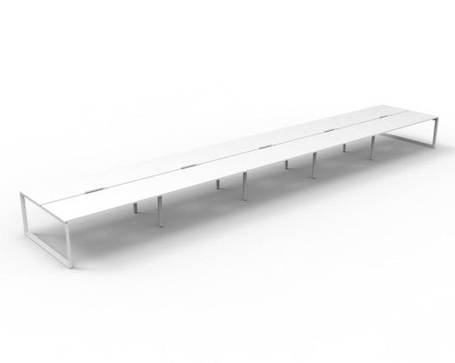 Rapidline Deluxe Infinity Back to Back 10 Person Workstation Loop Leg 1500 x 750mm Natural White / White Satin