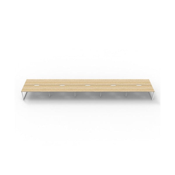 Rapidline Deluxe Infinity Back to Back 10 Person Workstation Loop Leg 1800 x 750mm Natural Oak / White Satin