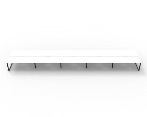 Rapidline Deluxe Infinity Back to Back 10 Person Workstation Loop Leg 1800 x 750mm Natural White / Black Satin