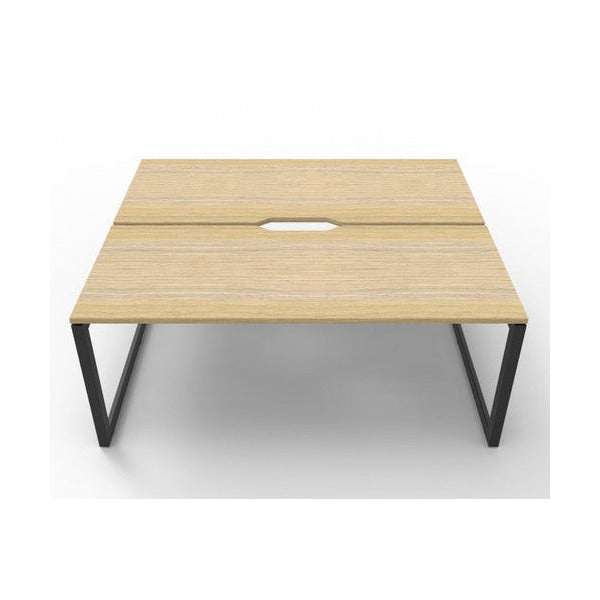 Rapidline Deluxe Infinity Back to Back 2 Person Workstation Loop Leg 1200 x 750mm Natural Oak / Black Satin