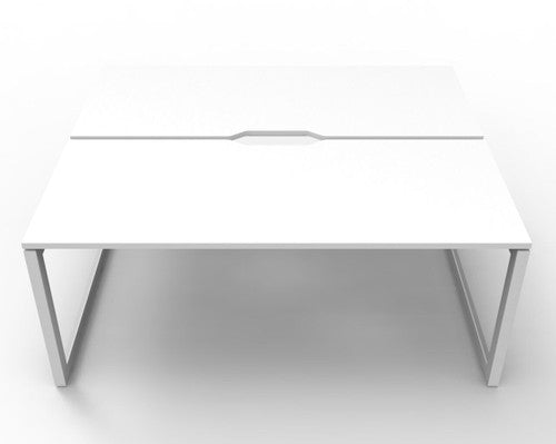Rapidline Deluxe Infinity Back to Back 2 Person Workstation Loop Leg 1200 x 750mm Natural White / White Satin