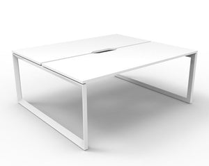 Rapidline Deluxe Infinity Back to Back 2 Person Workstation Loop Leg 1200 x 750mm Natural White / White Satin
