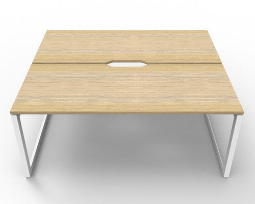Rapidline Deluxe Infinity Back to Back 2 Person Workstation Loop Leg 1500 x 750mm Natural Oak / White Satin