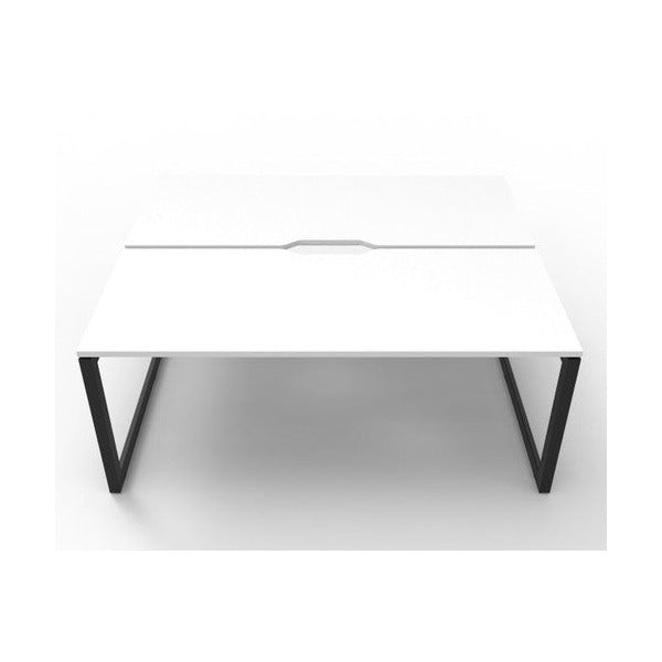 Rapidline Deluxe Infinity Back to Back 2 Person Workstation Loop Leg 1800 x 750mm Natural White / Black Satin