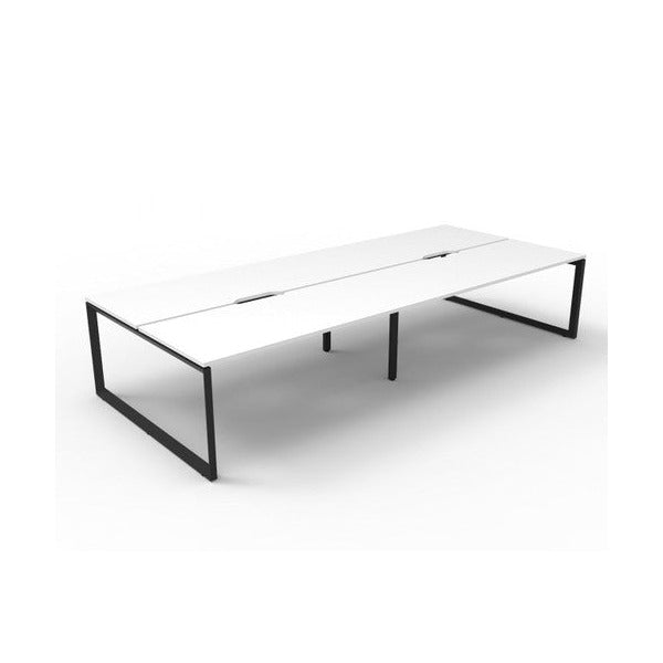 Rapidline Deluxe Infinity Back to Back 4 Person Workstation Loop Leg 1200 x 750mm Natural White / Black Satin