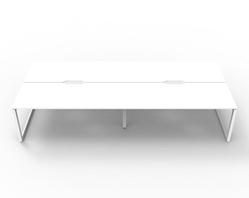 Rapidline Deluxe Infinity Back to Back 4 Person Workstation Loop Leg 1200 x 750mm Natural White / White Satin