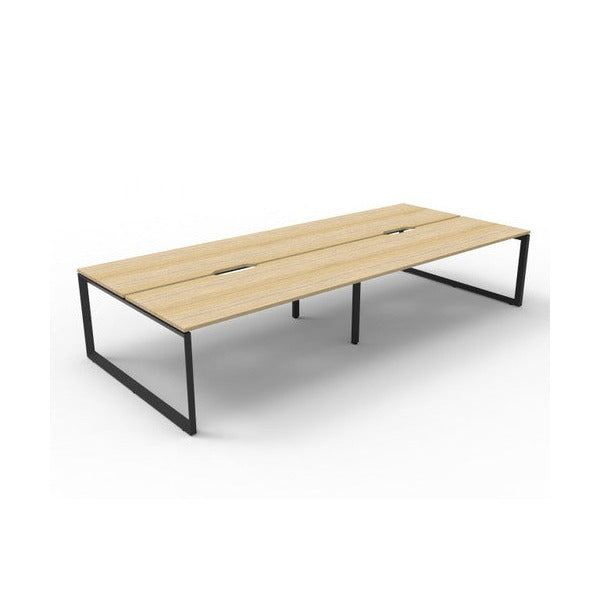 Rapidline Deluxe Infinity Back to Back 4 Person Workstation Loop Leg 1500 x 750mm Natural Oak / Black Satin