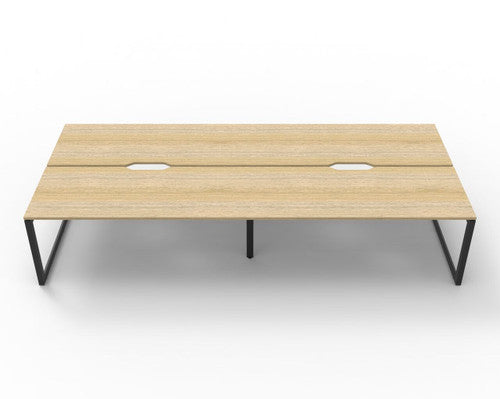 Rapidline Deluxe Infinity Back to Back 4 Person Workstation Loop Leg 1800 x 750mm Natural Oak / Black Satin