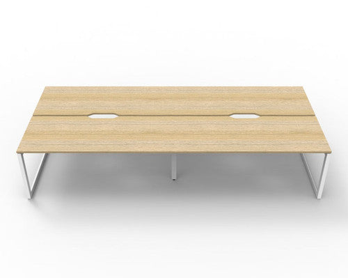 Rapidline Deluxe Infinity Back to Back 4 Person Workstation Loop Leg 1800 x 750mm Natural Oak / White Satin