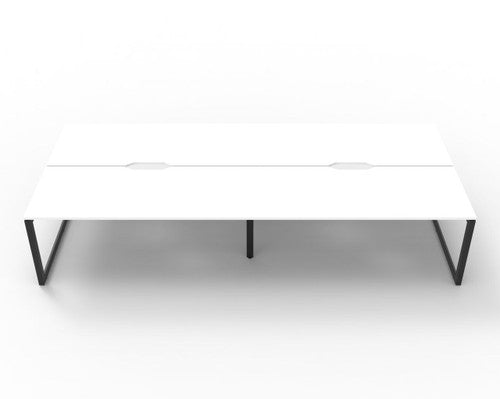 Rapidline Deluxe Infinity Back to Back 4 Person Workstation Loop Leg 1800 x 750mm Natural White / Black Satin
