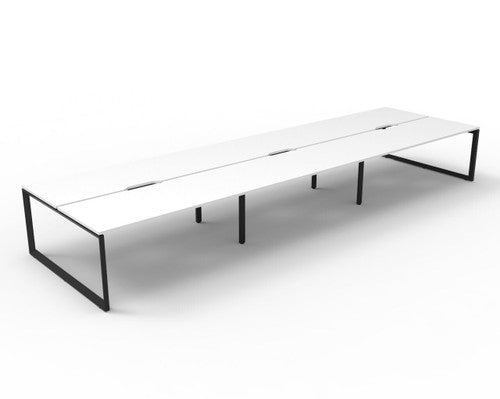 Rapidline Deluxe Infinity Back to Back 6 Person Workstation Loop Leg 1200 x 750mm Natural White / Black Satin