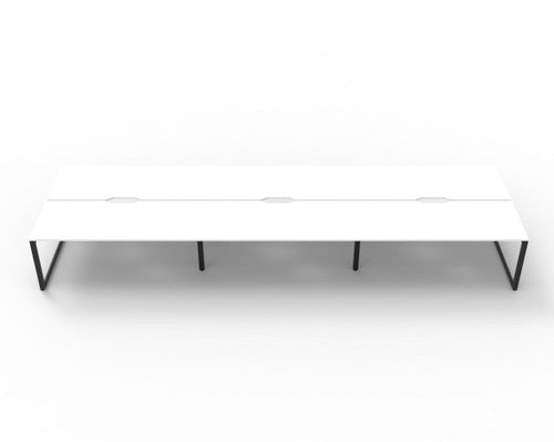 Rapidline Deluxe Infinity Back to Back 6 Person Workstation Loop Leg 1800 x 750mm Natural White / Black Satin