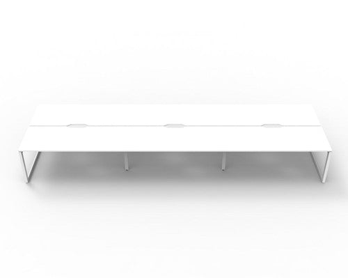 Rapidline Deluxe Infinity Back to Back 6 Person Workstation Loop Leg 1800 x 750mm Natural White / White Satin