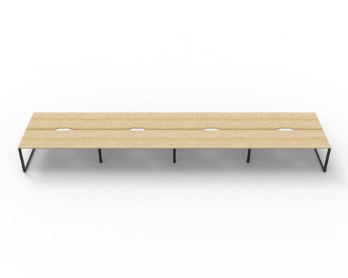 Rapidline Deluxe Infinity Back to Back 8 Person Workstation Loop Leg 1500 x 750mm Natural Oak / Black Satin