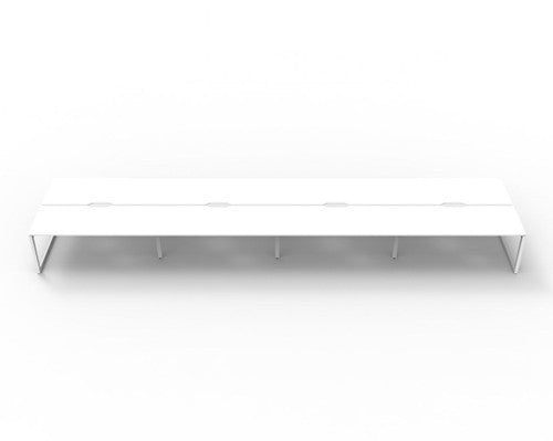 Rapidline Deluxe Infinity Back to Back 8 Person Workstation Loop Leg 1500 x 750mm Natural White / White Satin