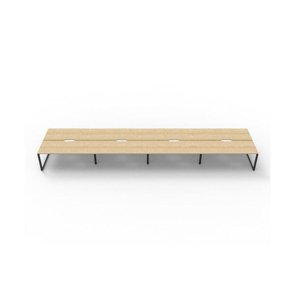 Rapidline Deluxe Infinity Back to Back 8 Person Workstation Loop Leg 1800 x 750mm Natural Oak / Black Satin