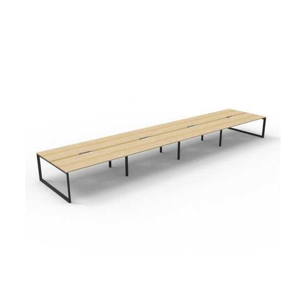 Rapidline Deluxe Infinity Back to Back 8 Person Workstation Loop Leg 1800 x 750mm Natural Oak / Black Satin