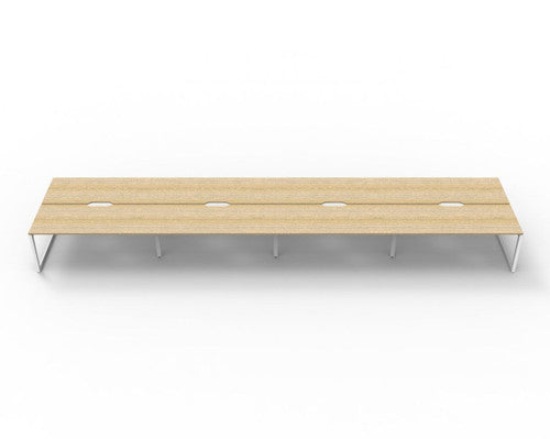 Rapidline Deluxe Infinity Back to Back 8 Person Workstation Loop Leg 1800 x 750mm Natural Oak / White Satin