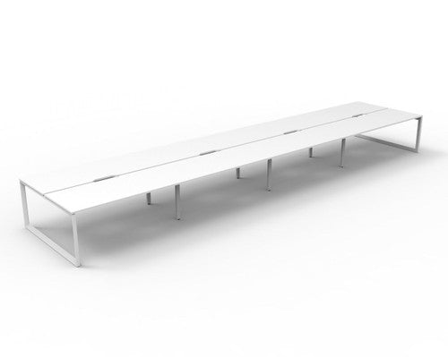 Rapidline Deluxe Infinity Back to Back 8 Person Workstation Loop Leg 1800 x 750mm Natural White / White Satin