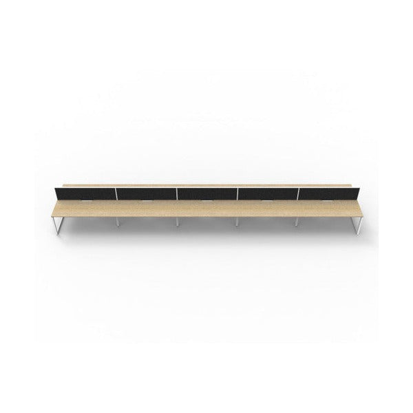 Rapidline Deluxe Infinity Back to Back 10 Person Workstation Loop Leg 1200 x 750mm with Screen Natural Oak / White Satin