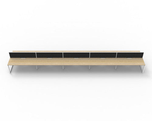 Rapidline Deluxe Infinity Back to Back 10 Person Workstation Loop Leg 1500 x 750mm with Screen Natural Oak / White Satin