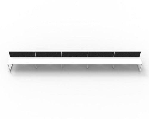 Rapidline Deluxe Infinity Back to Back 10 Person Workstation Loop Leg 1500 x 750mm with Screen Natural White / White Satin