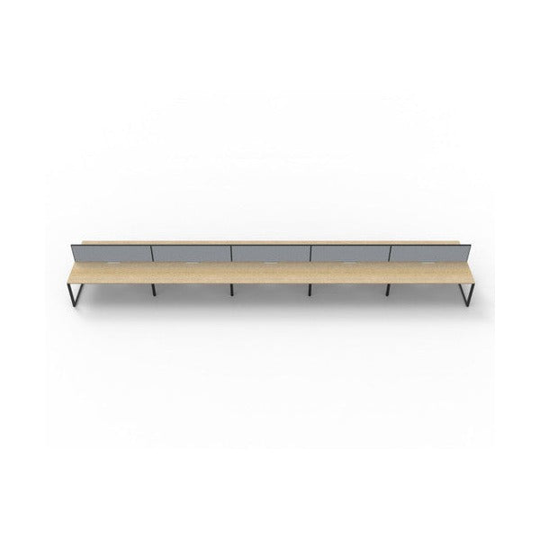 Rapidline Deluxe Infinity Back to Back 10 Person Workstation Loop Leg 1800 x 750mm with Screen Natural Oak / Black Satin