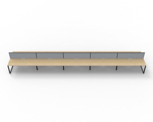 Rapidline Deluxe Infinity Back to Back 10 Person Workstation Loop Leg 1800 x 750mm with Screen Natural Oak / Black Satin