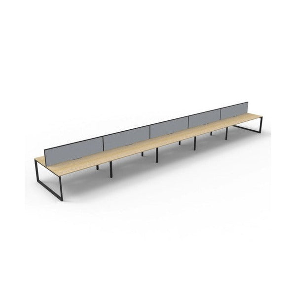 Rapidline Deluxe Infinity Back to Back 10 Person Workstation Loop Leg 1800 x 750mm with Screen Natural Oak / Black Satin