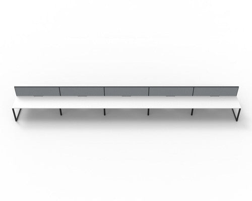 Rapidline Deluxe Infinity Back to Back 10 Person Workstation Loop Leg 1800 x 750mm with Screen Natural White / Black Satin
