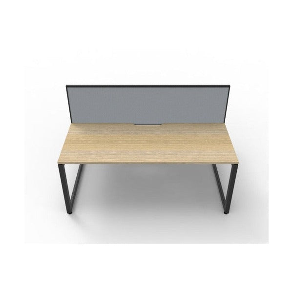 Rapidline Deluxe Infinity Back to Back 2 Person Workstation Loop Leg 1200 x 750mm with Screen Natural Oak / Black Satin
