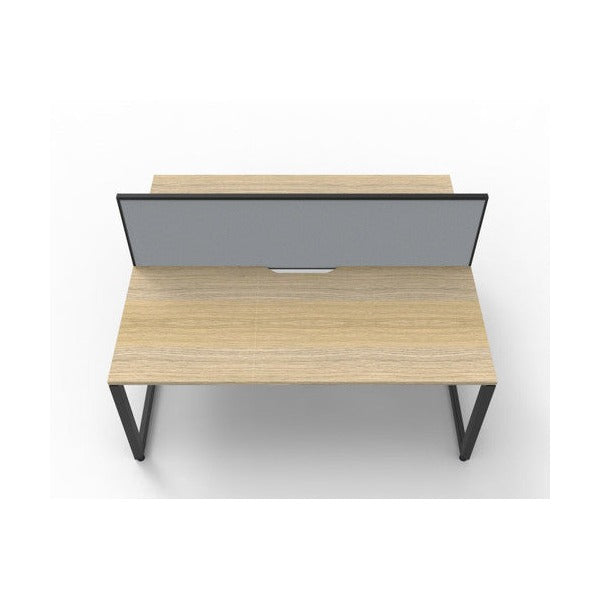Rapidline Deluxe Infinity Back to Back 2 Person Workstation Loop Leg 1200 x 750mm with Screen Natural Oak / Black Satin