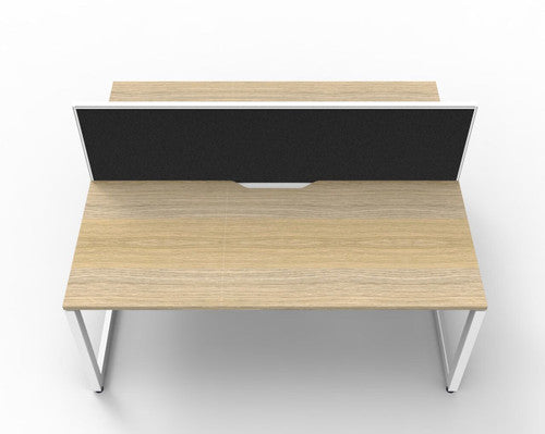 Rapidline Deluxe Infinity Back to Back 2 Person Workstation Loop Leg 1200 x 750mm with Screen Natural Oak / White Satin