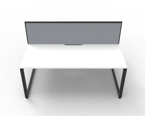 Rapidline Deluxe Infinity Back to Back 2 Person Workstation Loop Leg 1200 x 750mm with Screen Natural White / Black Satin
