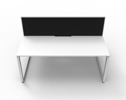 Rapidline Deluxe Infinity Back to Back 2 Person Workstation Loop Leg 1200 x 750mm with Screen Natural White / White Satin