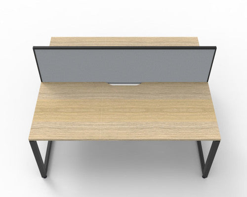 Rapidline Deluxe Infinity Back to Back 2 Person Workstation Loop Leg 1800 x 750mm with Screen Natural Oak / Black Satin