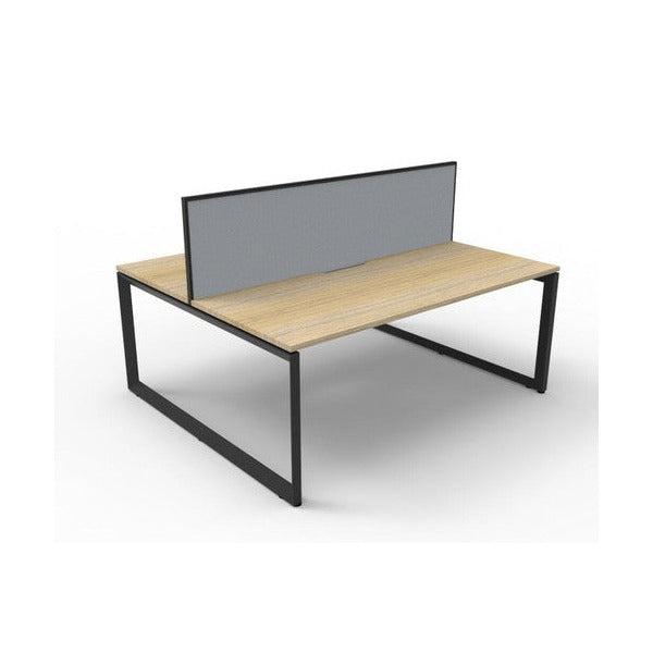 Rapidline Deluxe Infinity Back to Back 2 Person Workstation Loop Leg 1800 x 750mm with Screen Natural Oak / Black Satin