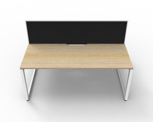 Rapidline Deluxe Infinity Back to Back 2 Person Workstation Loop Leg 1800 x 750mm with Screen Natural Oak / White Satin