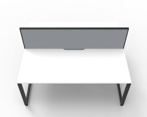 Rapidline Deluxe Infinity Back to Back 2 Person Workstation Loop Leg 1800 x 750mm with Screen Natural White / Black Satin