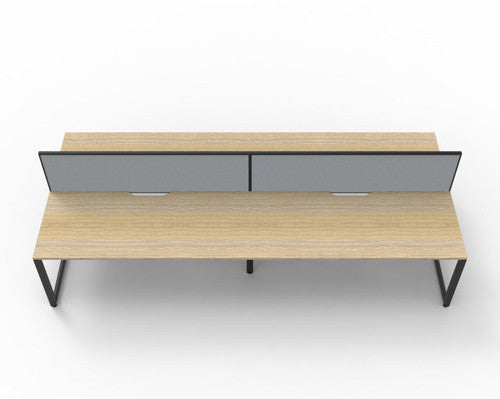Rapidline Deluxe Infinity Back to Back 4 Person Workstation Loop Leg 1200 x 750mm with Screen Natural Oak / Black Satin